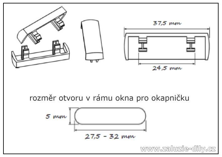 Krytka / okapnička / záslepka - rozměry